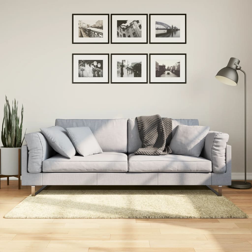 Covor pufos "PAMPLONA" cu fire înalte, auriu modern, 80x150 cm