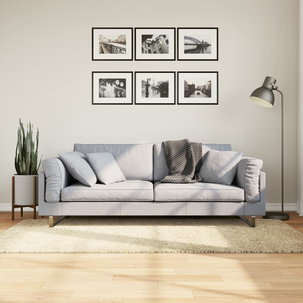 Covor pufos "PAMPLONA" cu fire înalte, auriu modern, 100x200 cm