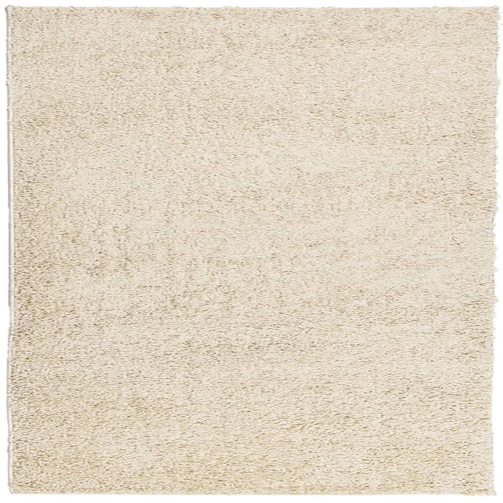 Covor pufos "PAMPLONA" cu fire înalte, auriu modern, 120x120 cm