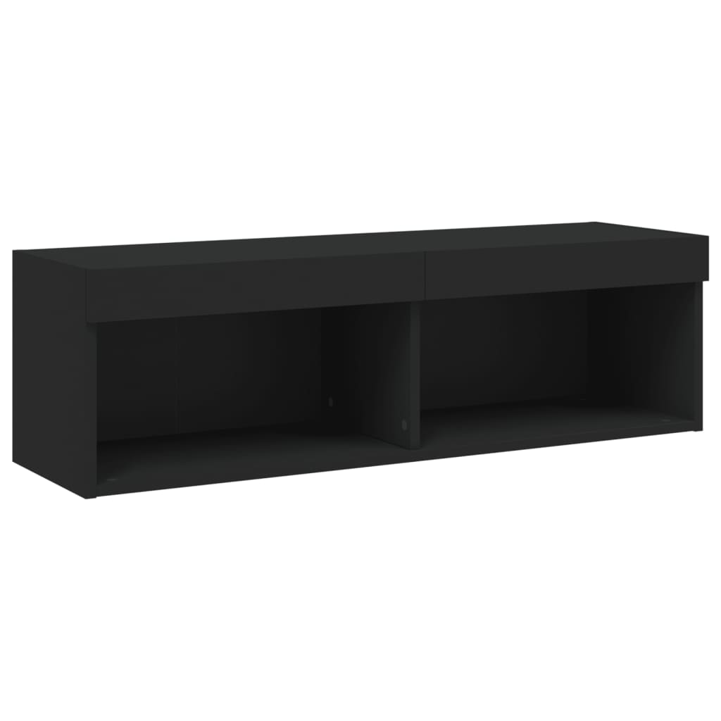 Comodă TV cu lumini LED, negru, 100x30x30 cm