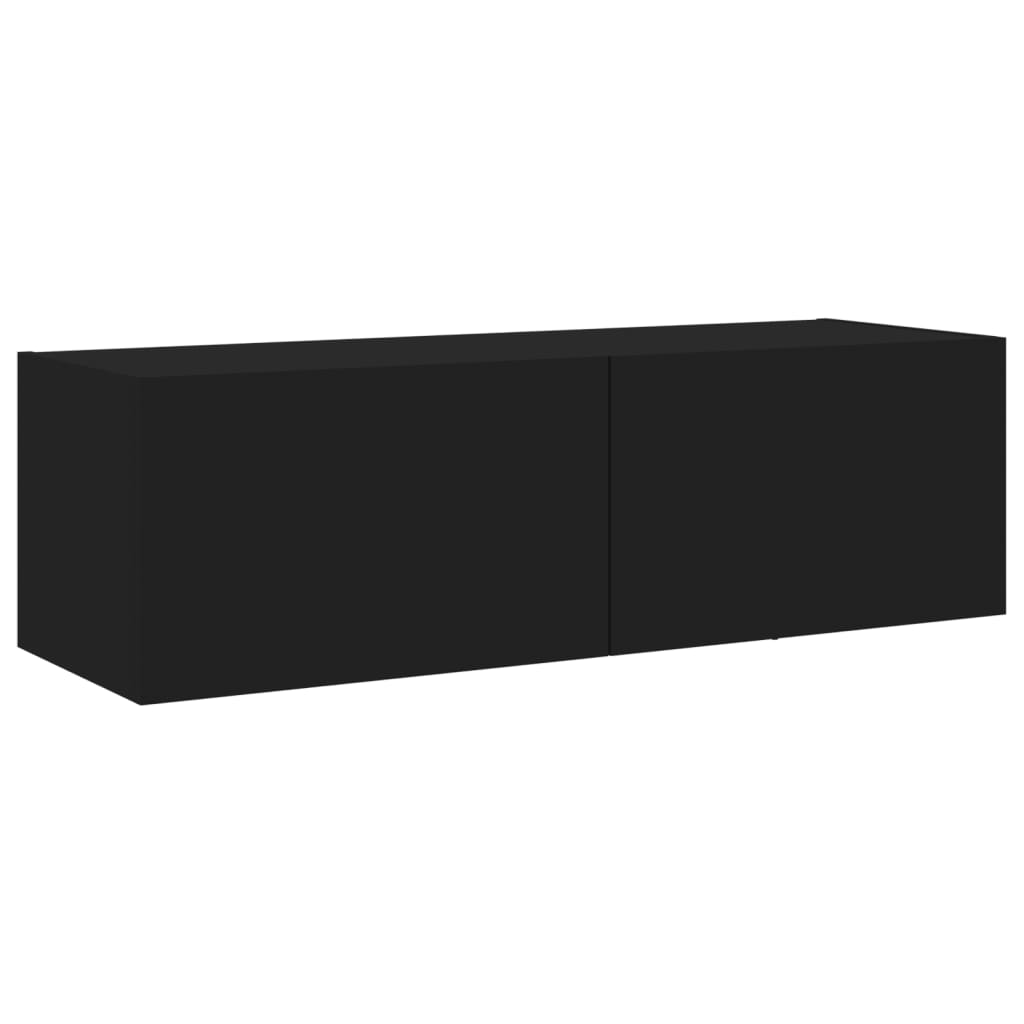 Comodă TV de perete cu lumini LED, negru, 100x35x31 cm