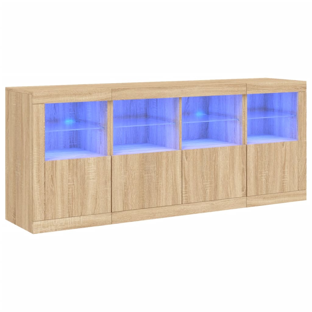 Servantă cu lumini LED, stejar sonoma, 163x37x67 cm