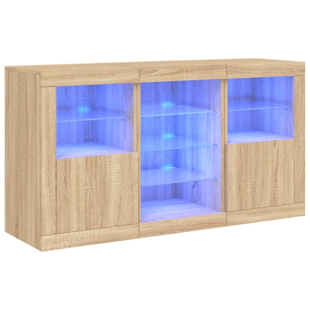 Servantă cu lumini LED, stejar sonoma, 123x37x67 cm