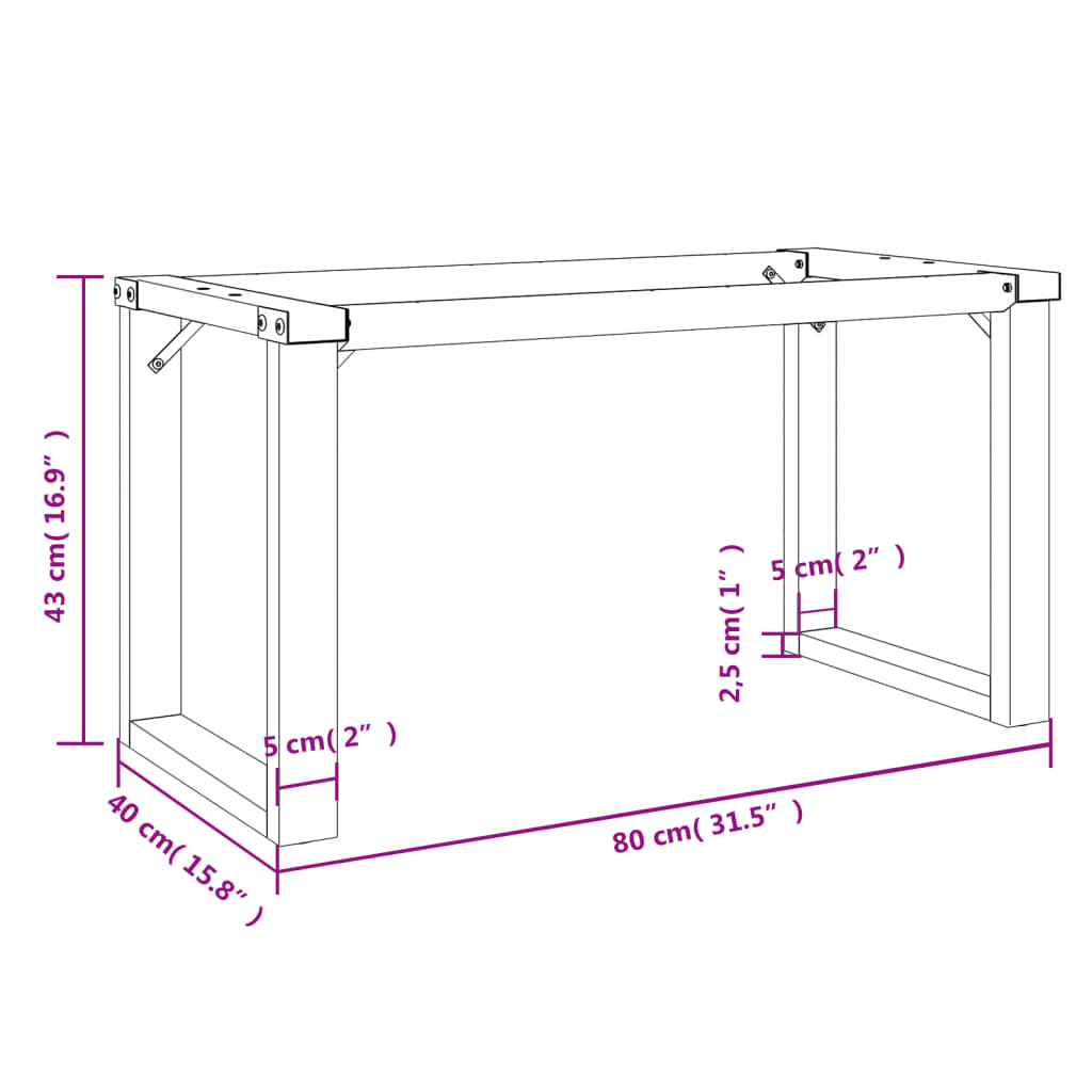 Picioare Măsuță de cafea O-Frame 80x40x43 cm Fontă