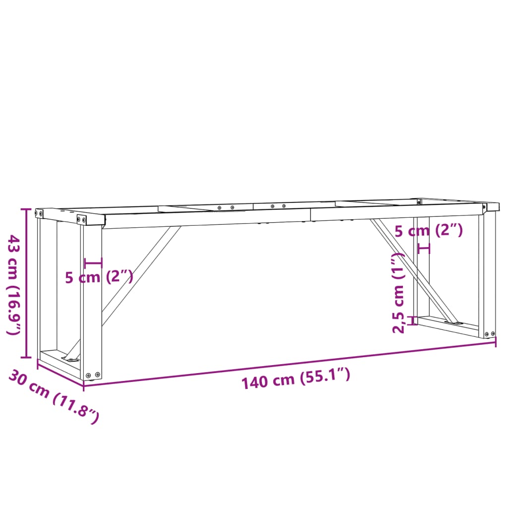 Picioare Măsuță de cafea O-Frame 140x30x43 cm Fontă