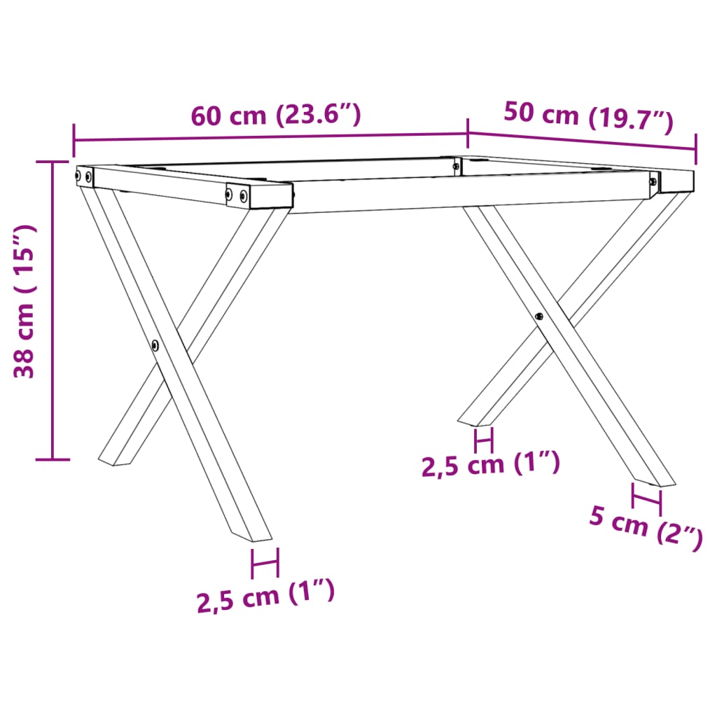 Picioare Măsuță de cafea X-Frame 60x50x38 cm Fontă