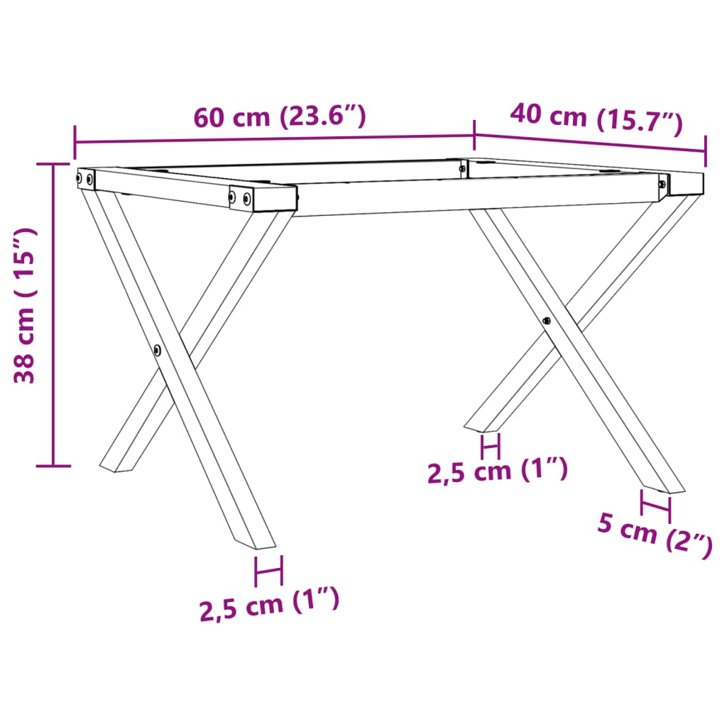 Picioare Măsuță de cafea X-Frame 60x40x38 cm Fontă