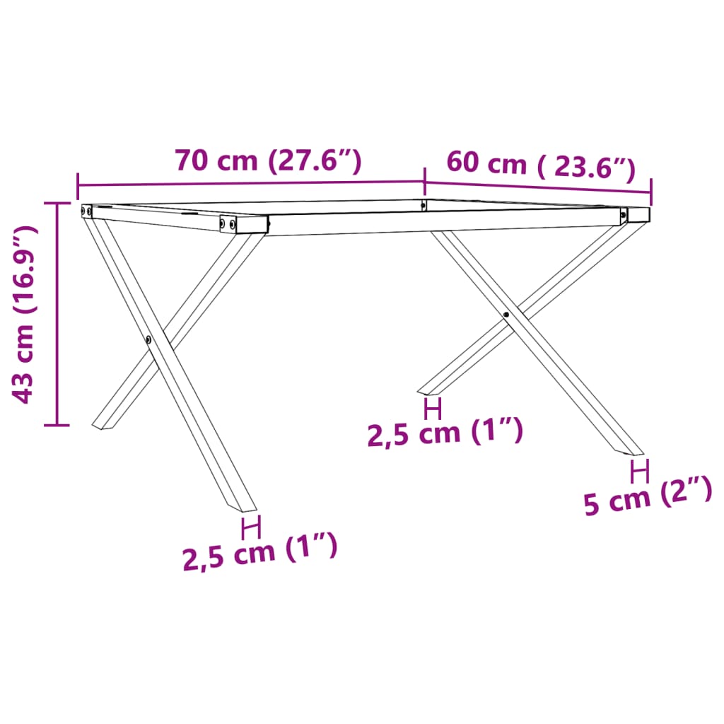 Picioare Măsuță de cafea X-Frame 70x60x43 cm Fontă