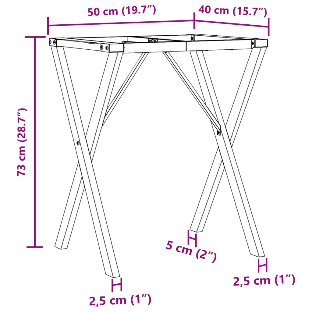 Picioare masă de sufragerie X-Frame 50x40x73 cm Fontă