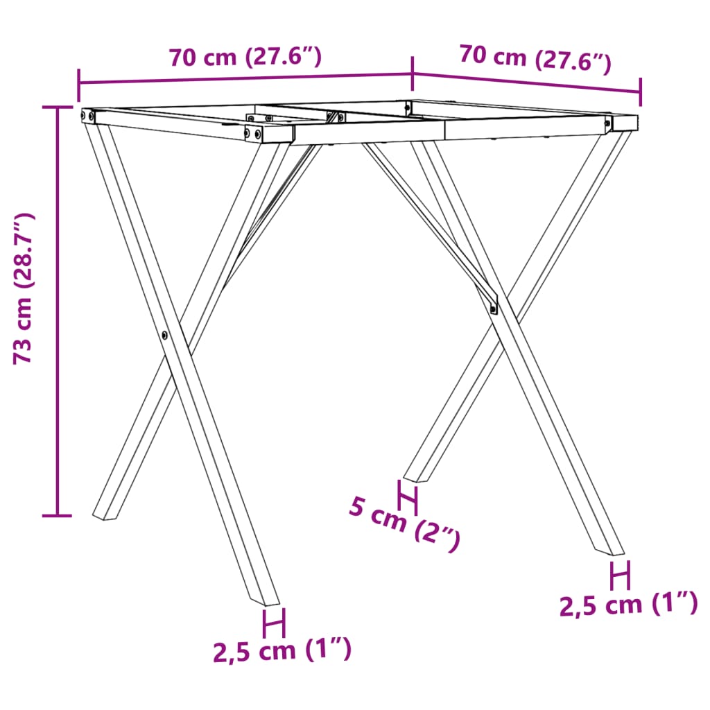 Picioare masă de sufragerie X-Frame 70x70x73 cm Fontă