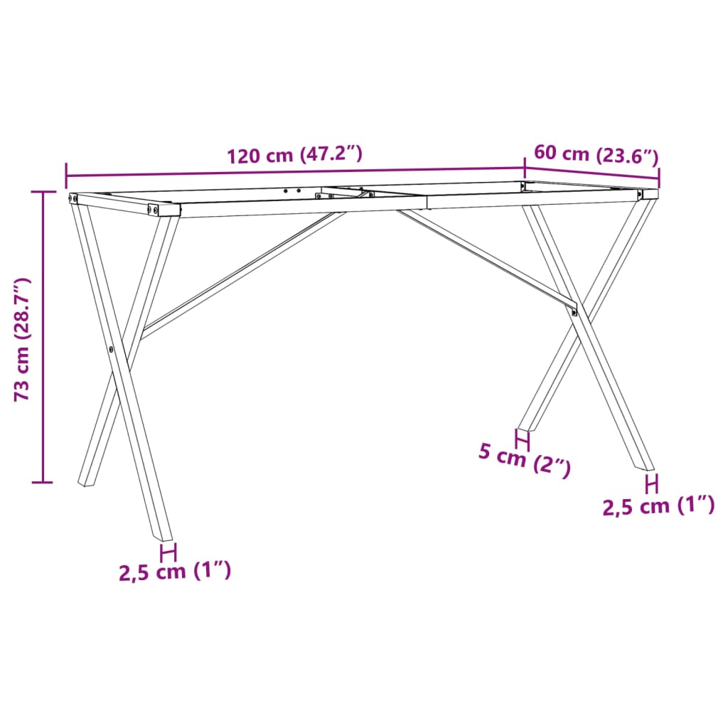 Picioare masă de sufragerie X-Frame 120x60x73 cm Fontă