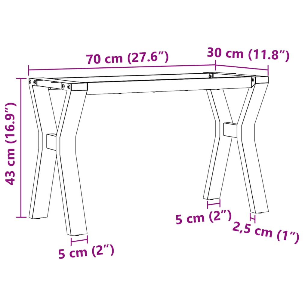 Picioare Măsuță de cafea Y-Frame 70x30x43 cm Fontă