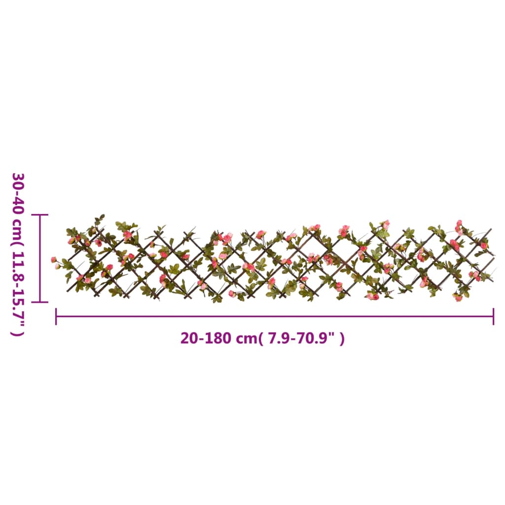 vidaXL Spalier cu iederă artificială extensibil, 5 buc. roz 180x20 cm