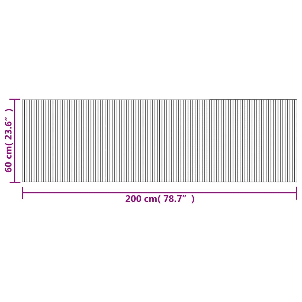 Covor dreptunghiular, gri, 60x200 cm, bambus