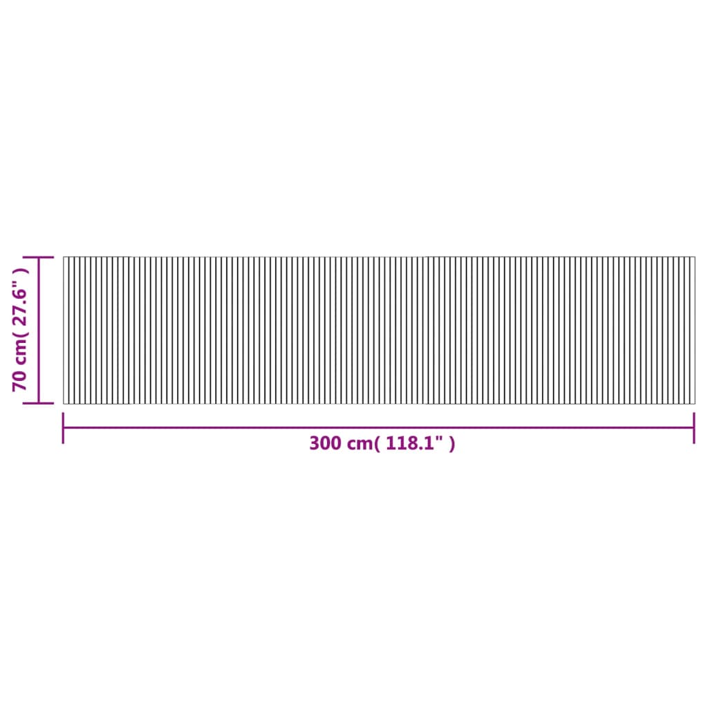 Covor dreptunghiular, gri, 70x300 cm, bambus