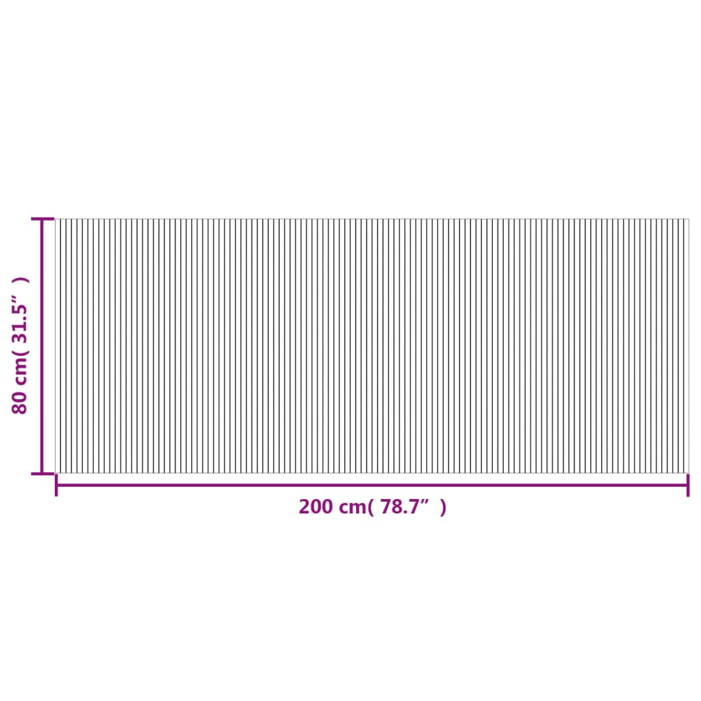 Covor dreptunghiular, negru, 80x200 cm, bambus