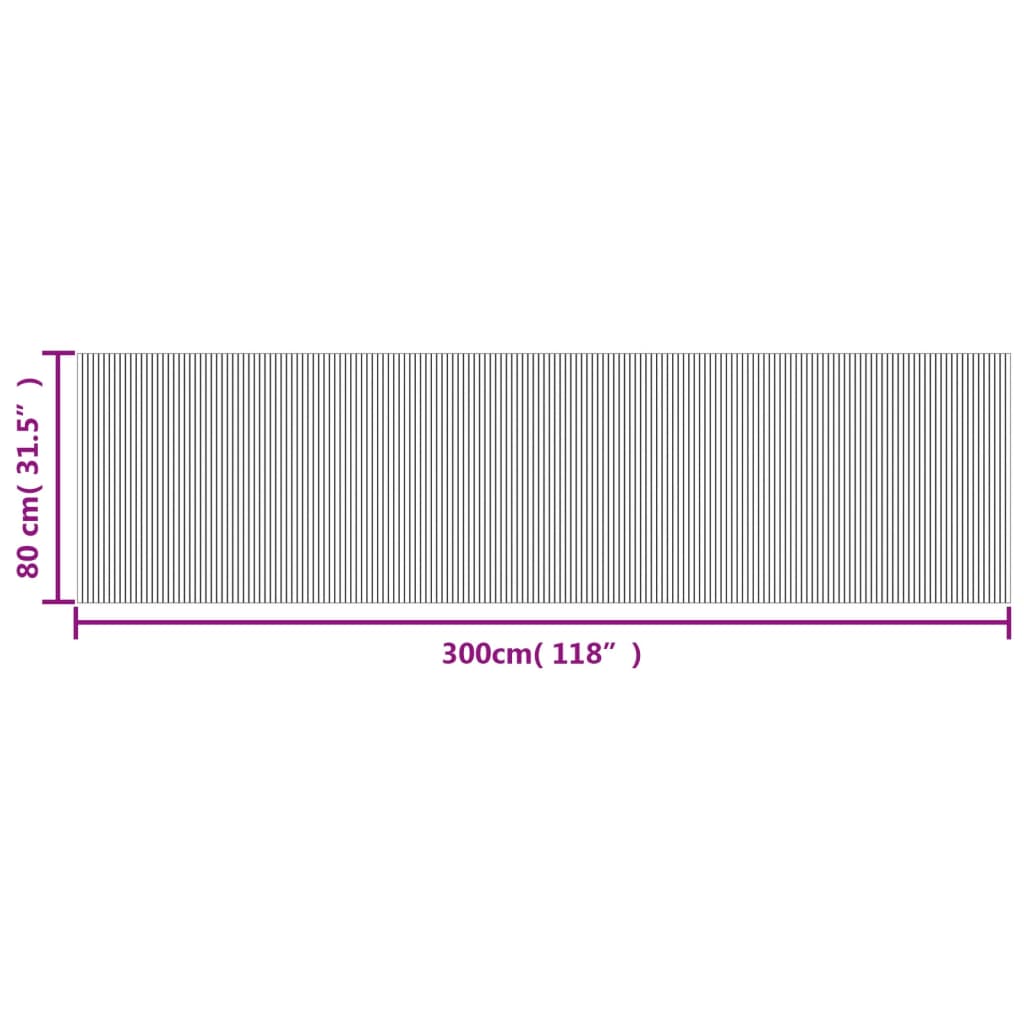 Covor dreptunghiular, negru, 80x300 cm, bambus