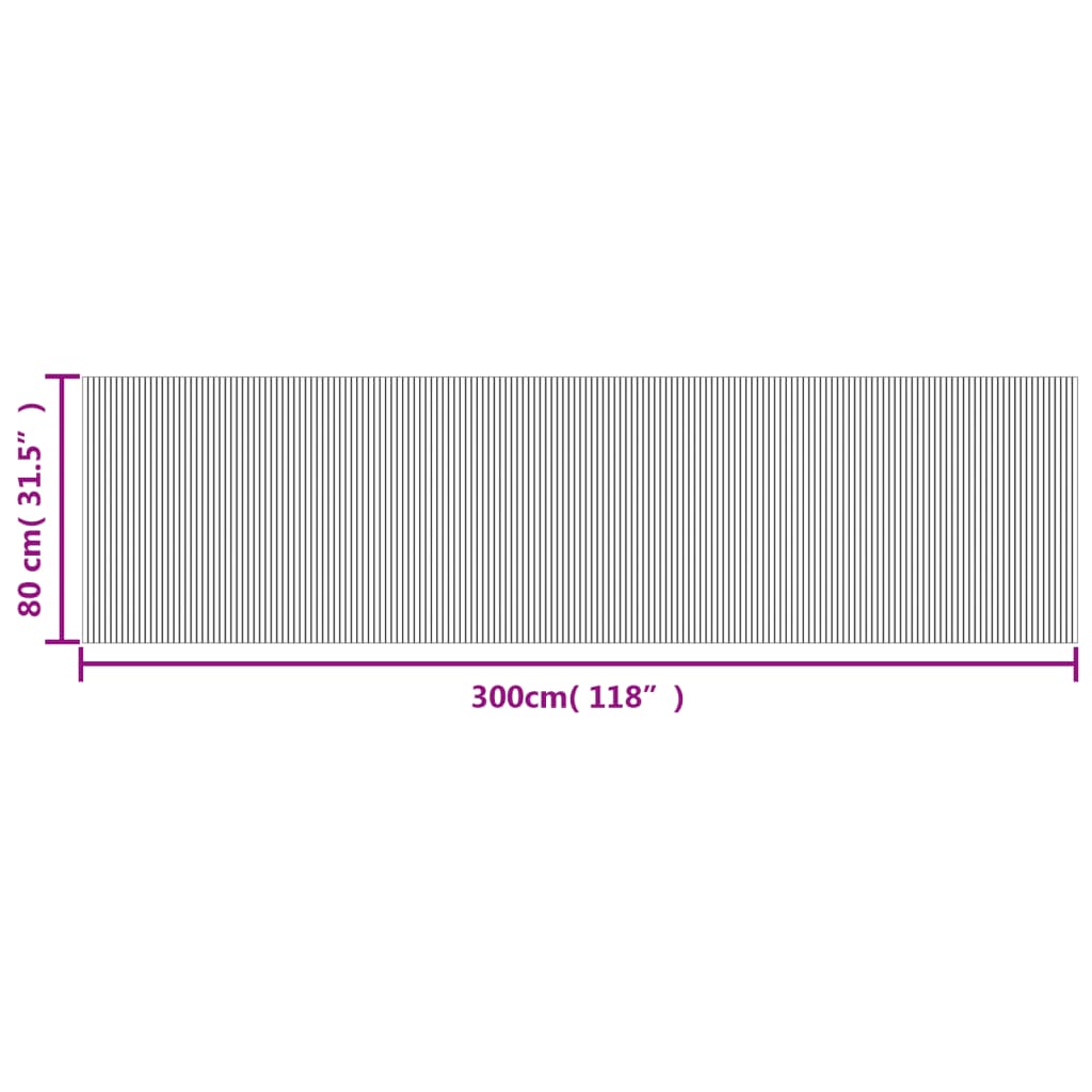 Covor dreptunghiular, gri, 80x300 cm, bambus