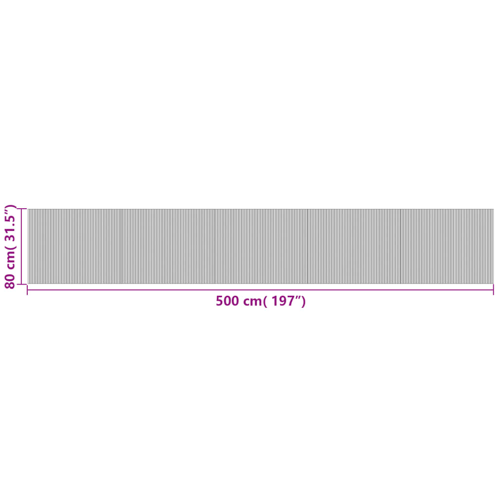 Covor dreptunghiular, gri, 80x500 cm, bambus