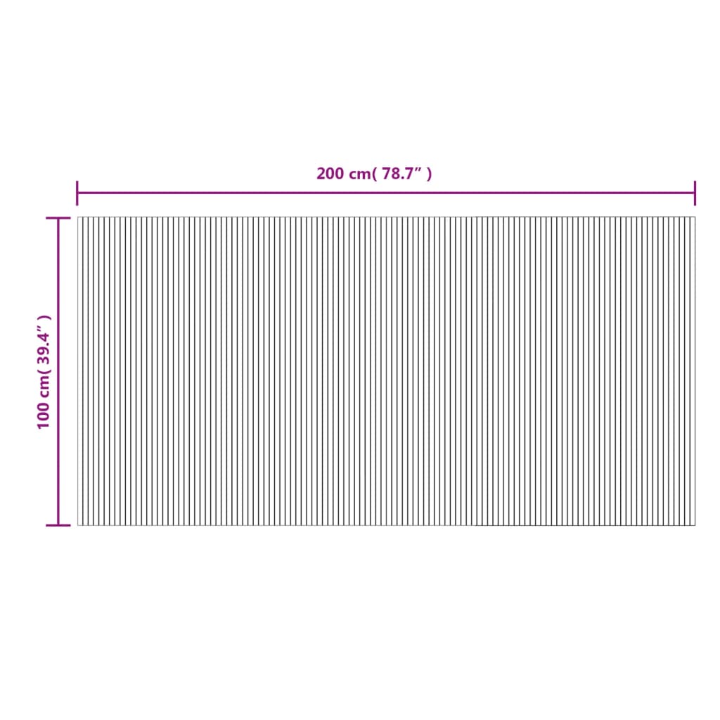 Covor dreptunghiular, negru, 100x200 cm, bambus