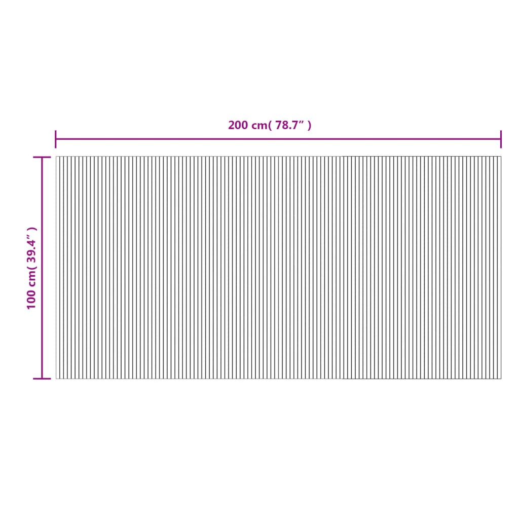 Covor dreptunghiular, gri, 100x200 cm, bambus