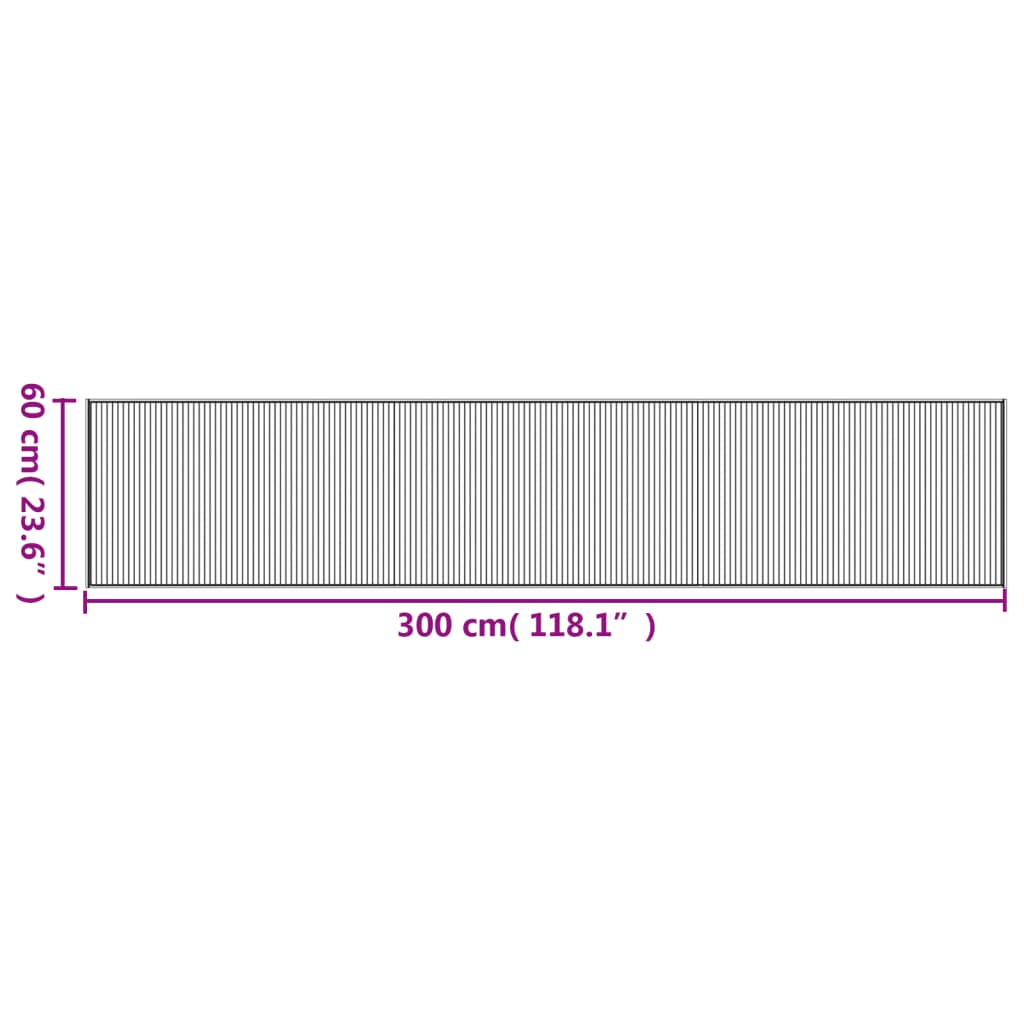 Covor dreptunghiular, gri, 60x300 cm, bambus