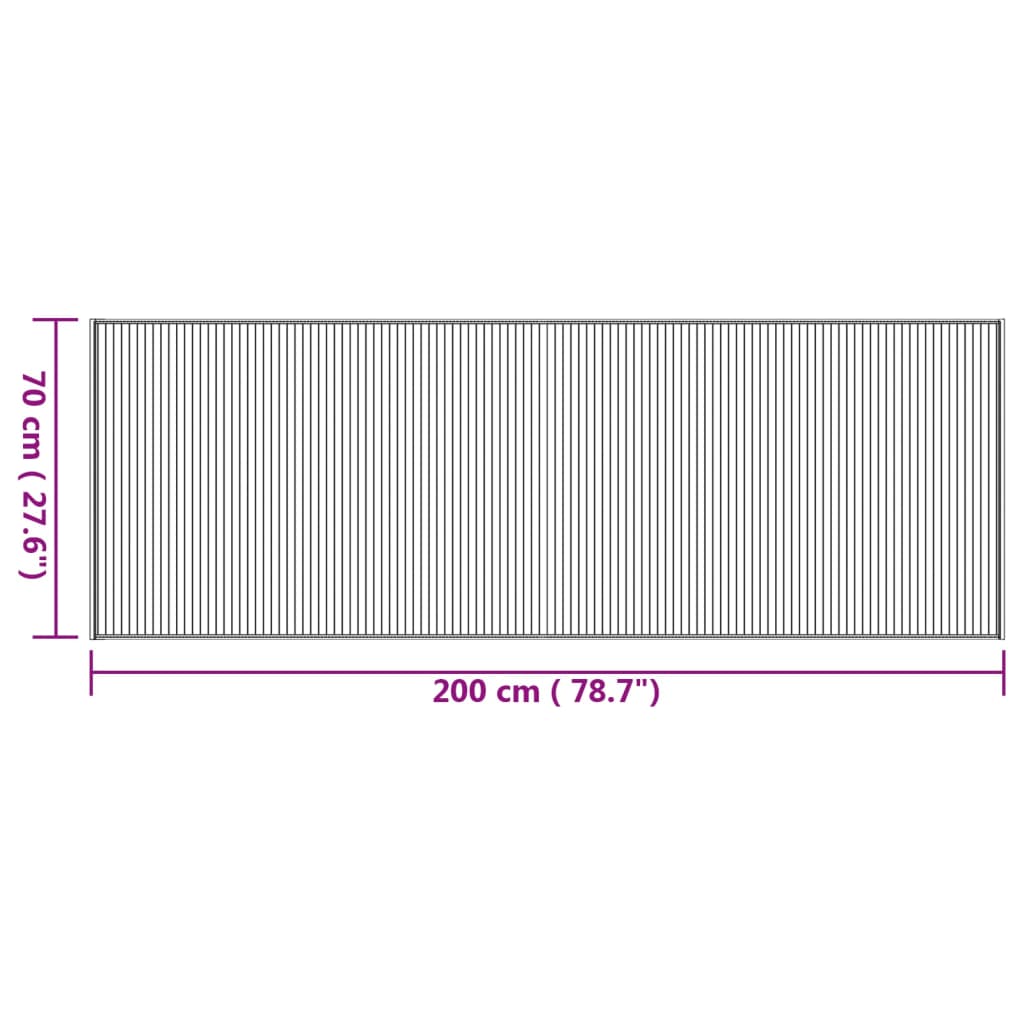 Covor dreptunghiular, natural, 70x200 cm, bambus