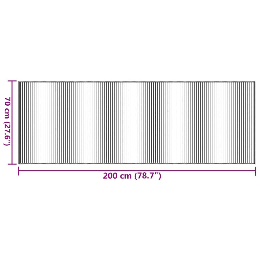 Covor dreptunghiular, gri, 70x200 cm, bambus