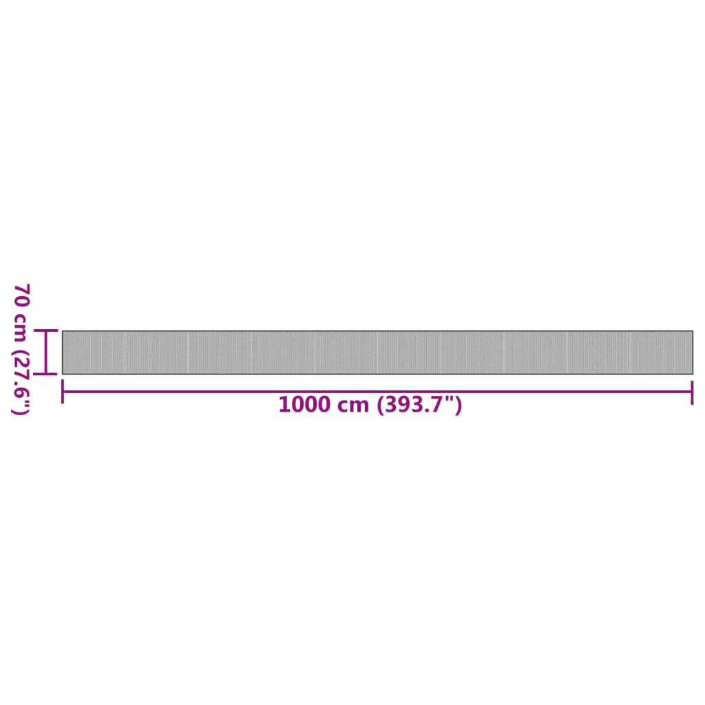 Covor dreptunghiular, negru, 70x1000 cm, bambus