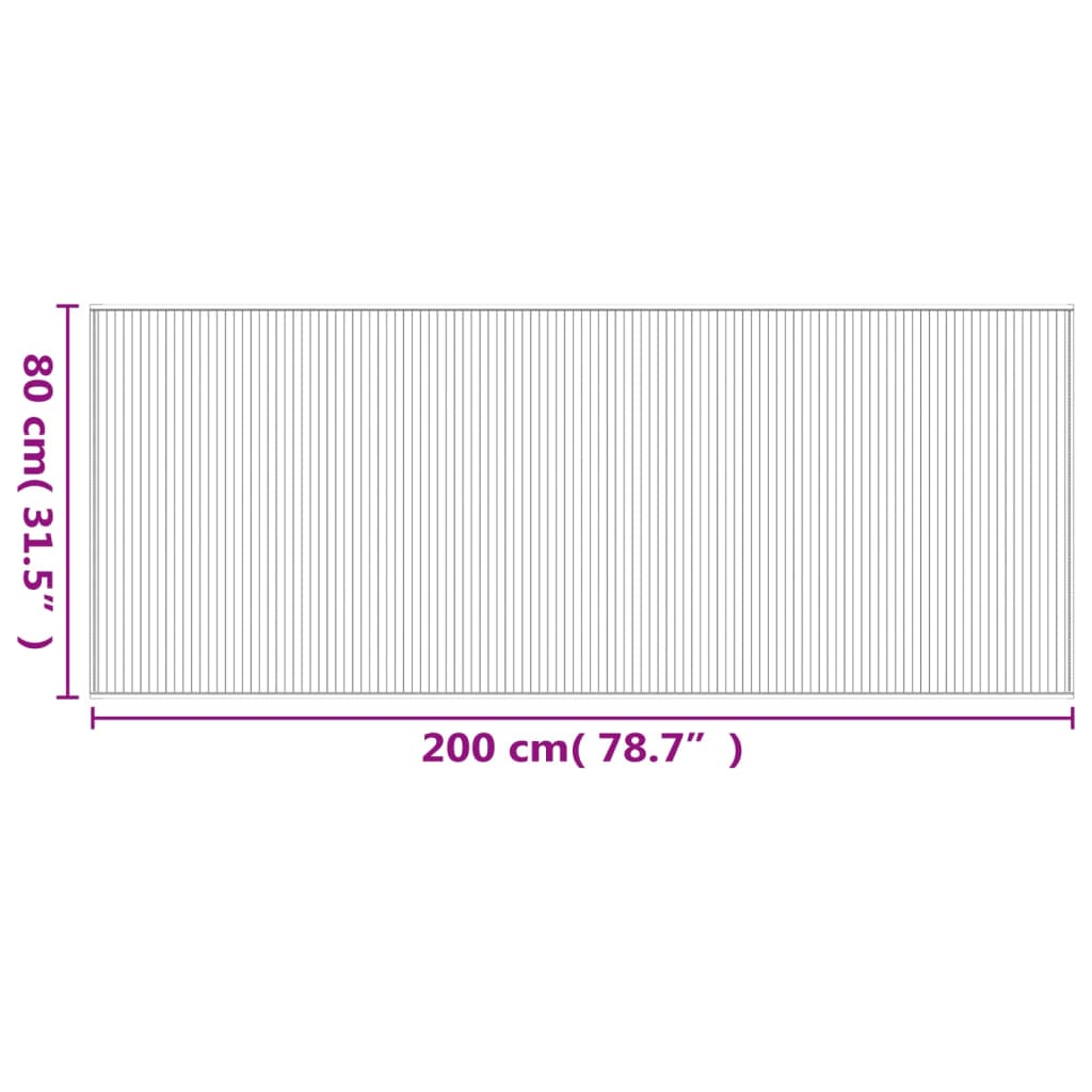 Covor dreptunghiular, natural deschis, 80x200 cm, bambus