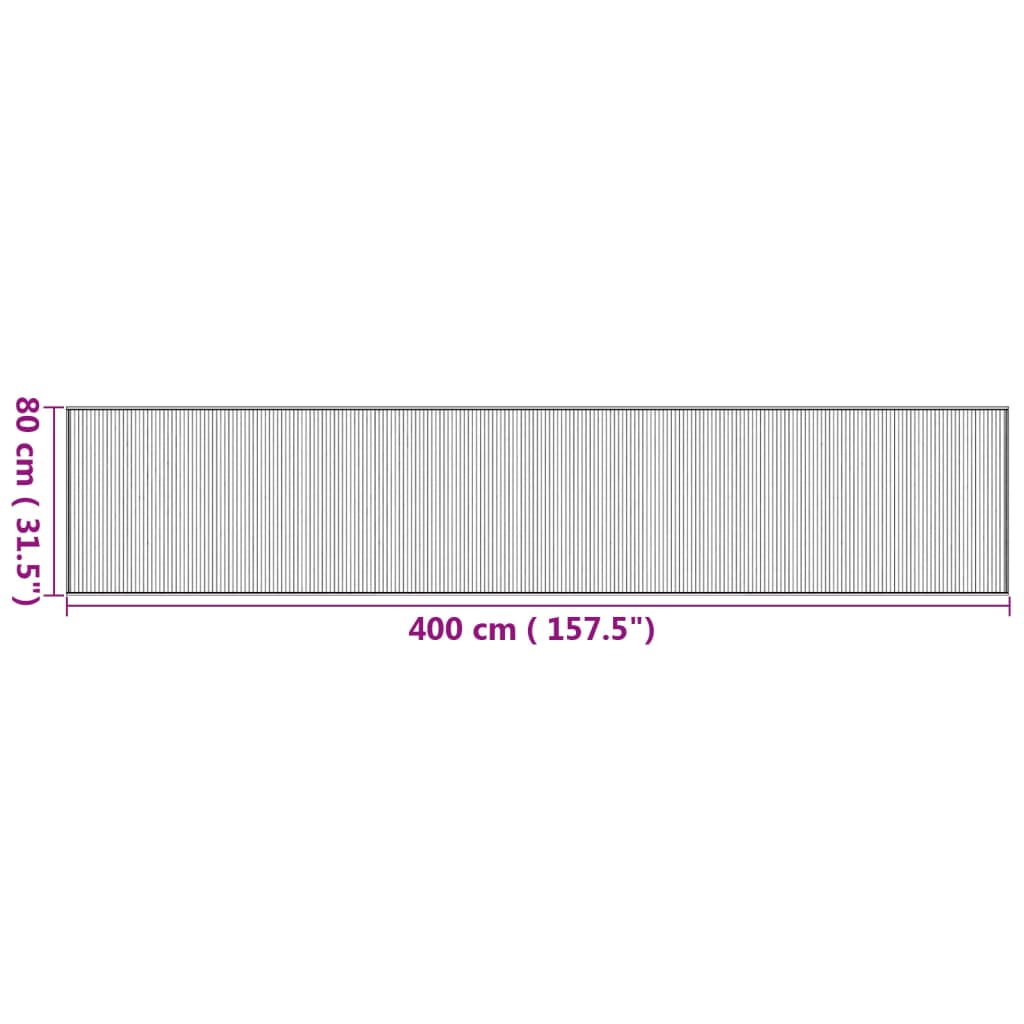 Covor dreptunghiular, natural, 80x400 cm, bambus