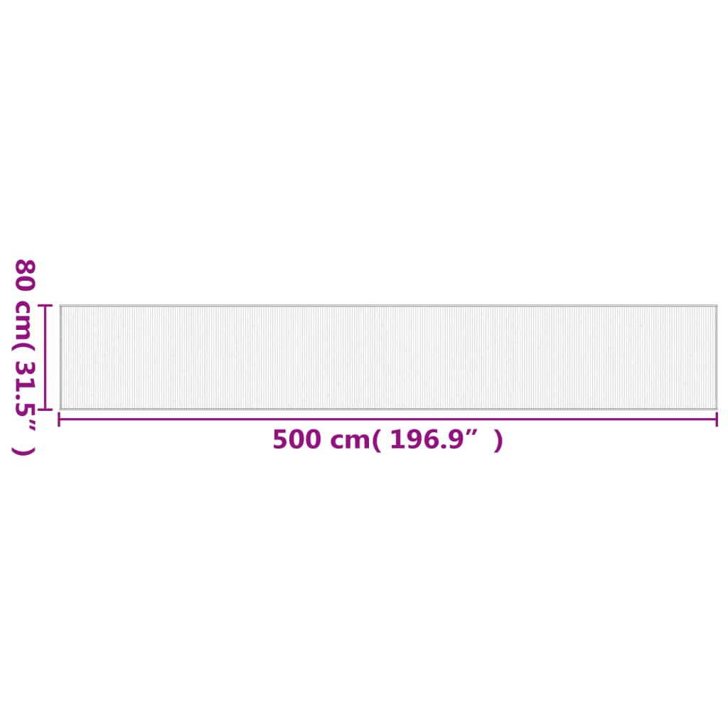 Covor dreptunghiular, gri, 80x500 cm, bambus