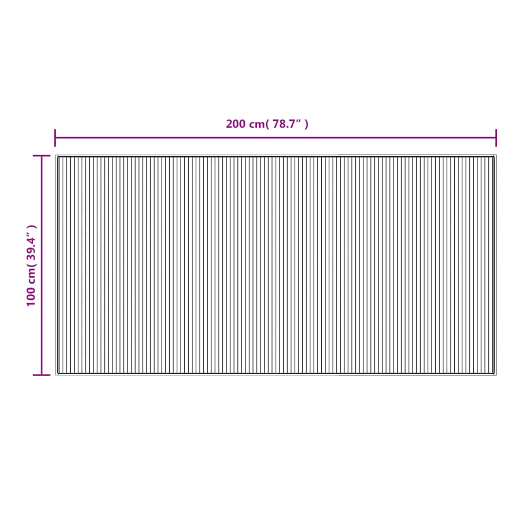 Covor dreptunghiular, natural deschis, 100x200 cm, bambus