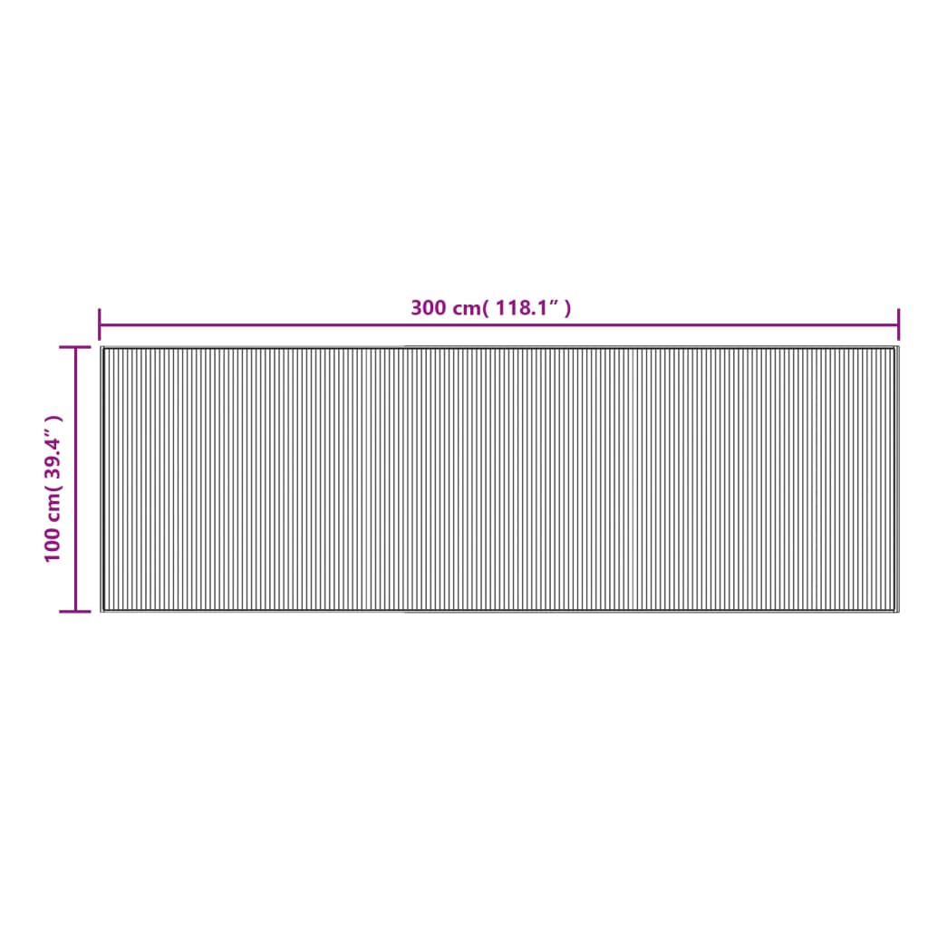 Covor dreptunghiular, negru, 100x300 cm, bambus