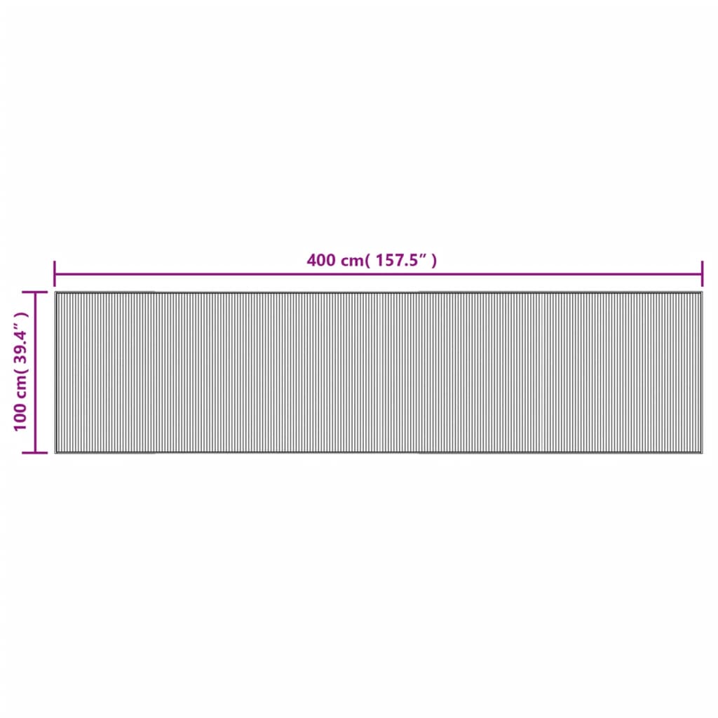 Covor dreptunghiular, maro, 100x400 cm, bambus