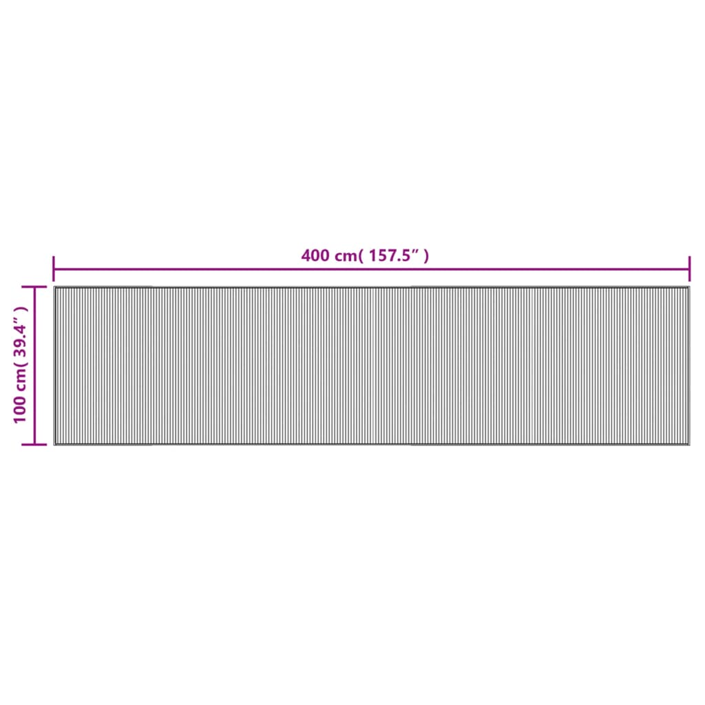 Covor dreptunghiular, natural deschis, 100x400 cm, bambus