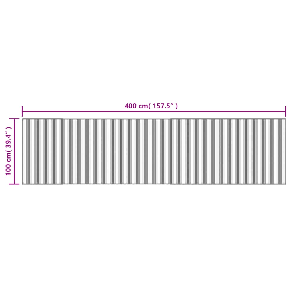 Covor dreptunghiular, gri, 100x400 cm, bambus