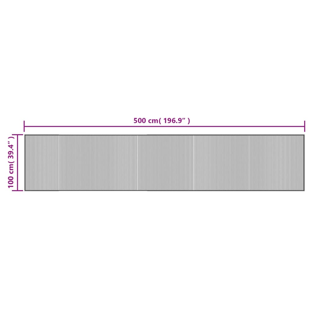 Covor dreptunghiular, gri, 100x500 cm, bambus