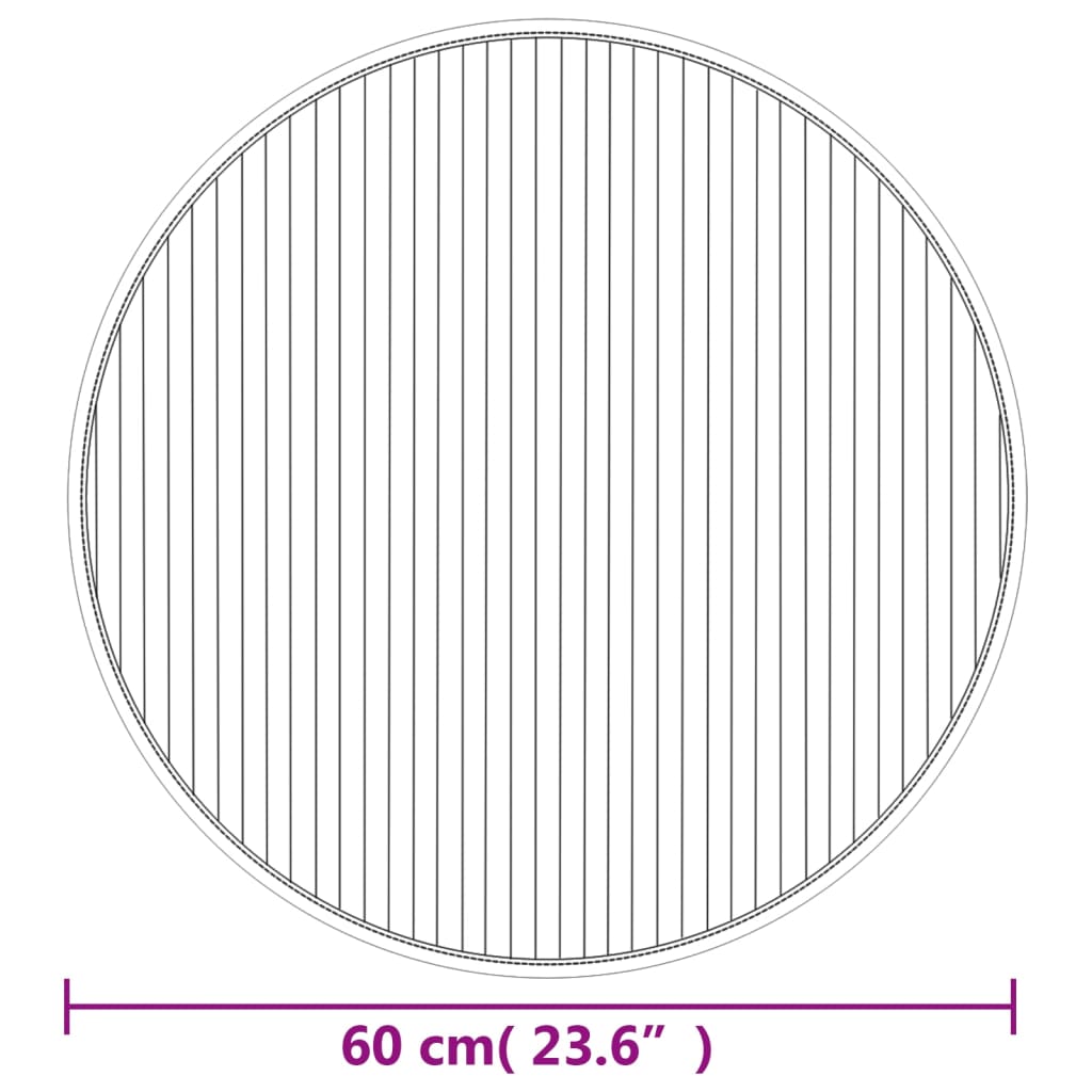 Covor rotund, gri, 60 cm, bambus