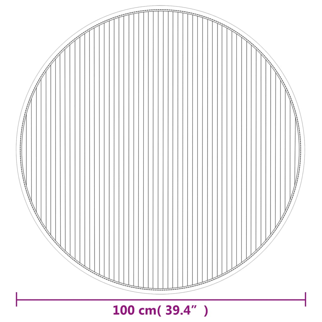 Covor rotund, maro, 100 cm, bambus