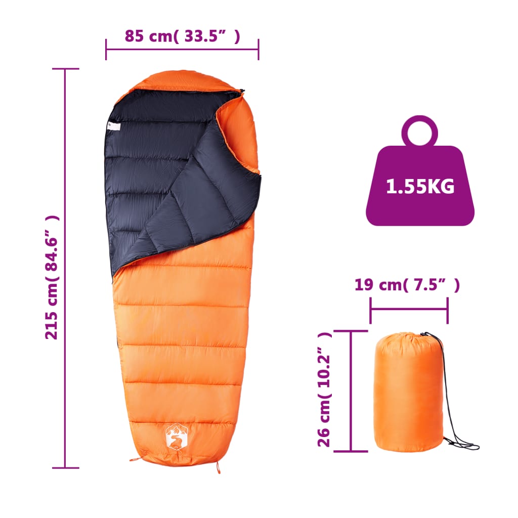 Sac de dormit tip mumie pentru adulți de camping, 3 anotimpuri