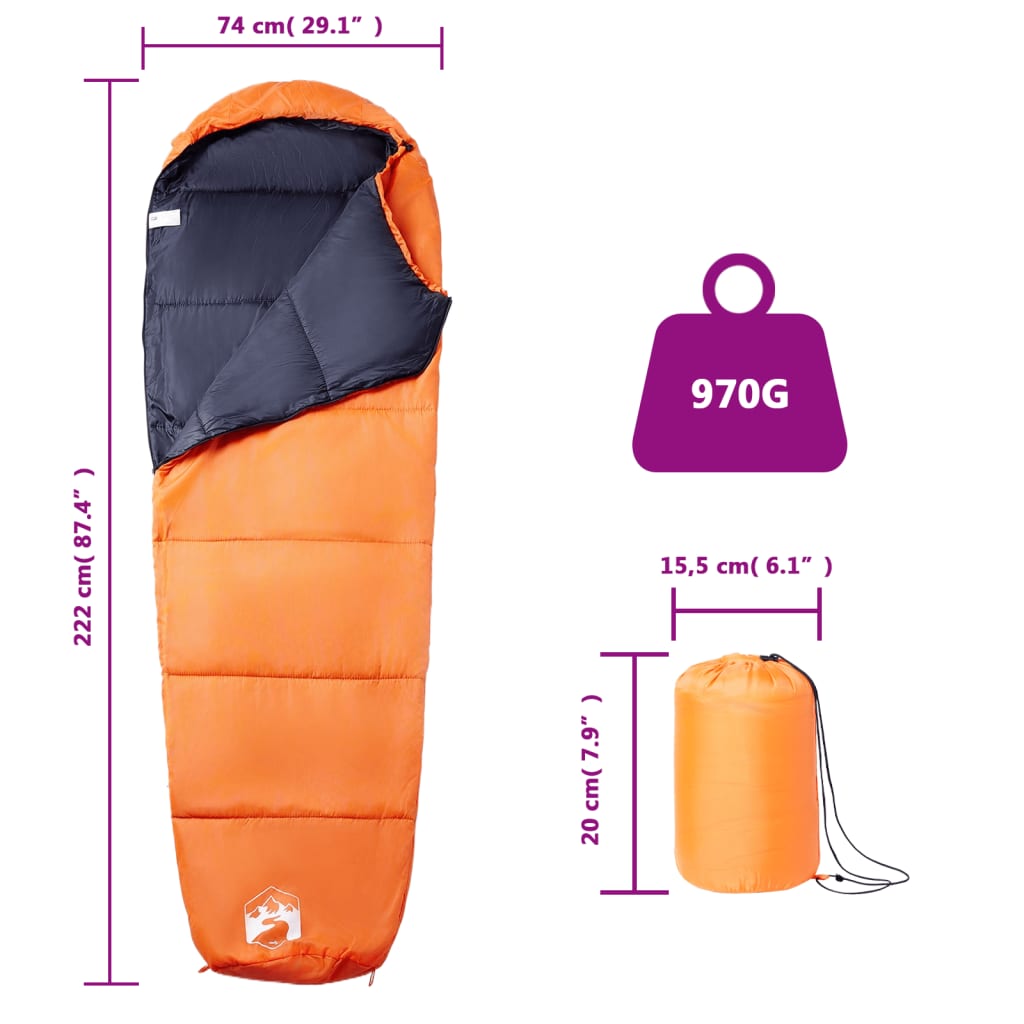 Sac de dormit tip mumie pentru adulți de camping, 3 anotimpuri