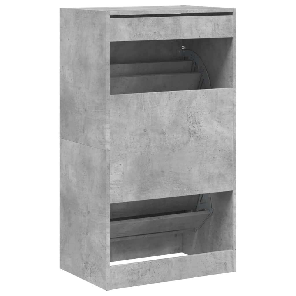 Dulap de pantofi 2 sertare rabatabile, gri beton, 60x42x108 cm