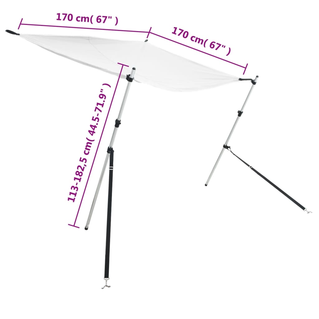 Extensie parasolar T-Top, alb, 170x170x(115-183) cm