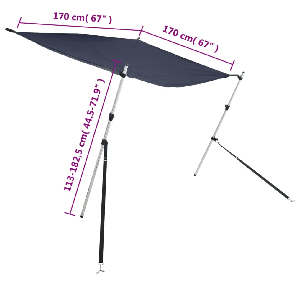 Extensie parasolar T-Top, albastru, 170x170x(115-183) cm