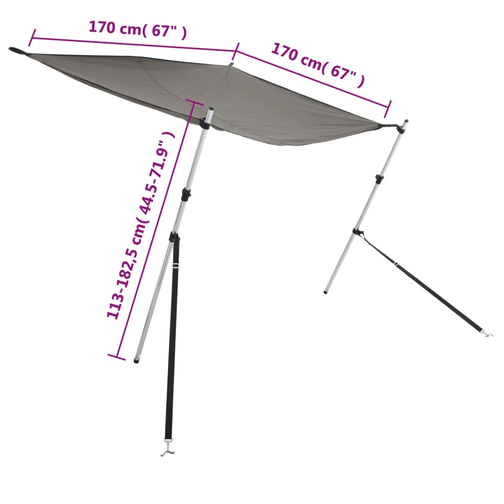 Extensie parasolar T-Top, gri antracit, 170x170x(115-183) cm