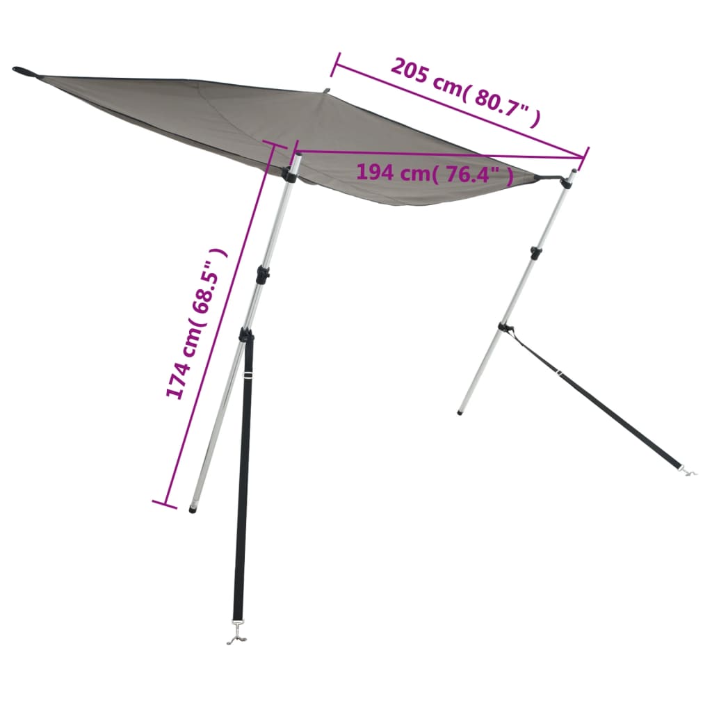 Extensie parasolar T-Top, antracit, 170x208x(115-183) cm