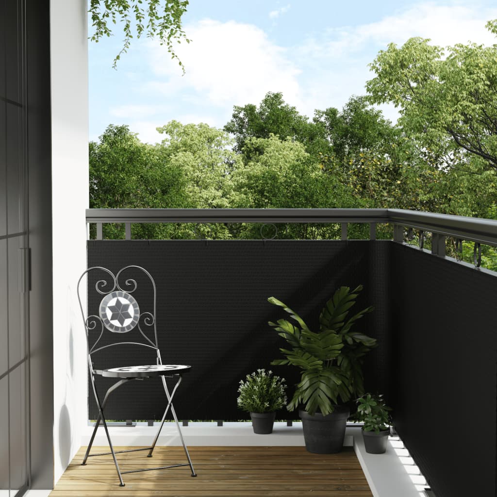 Paravan pentru balcon, negru, 500x100 cm, poliratan