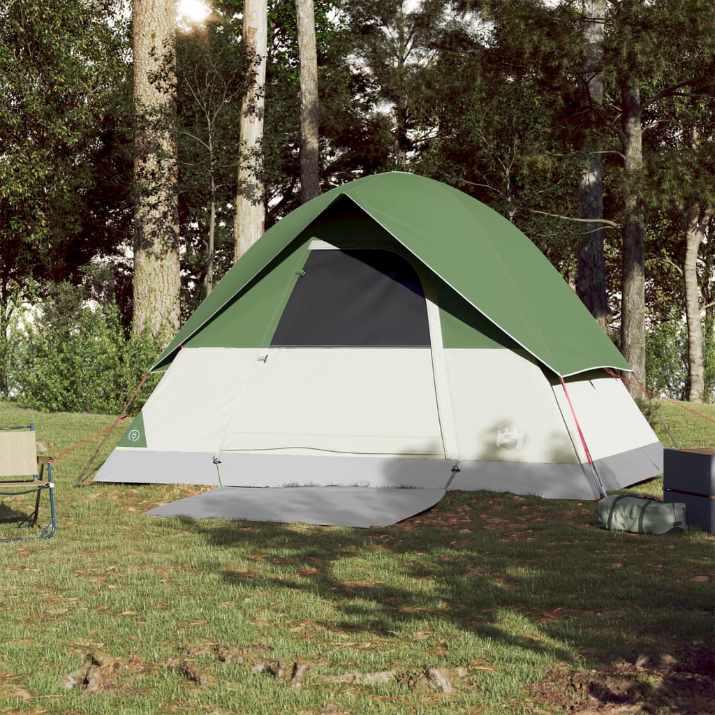 Cort de camping cupolă pentru 3 persoane, verde, impermeabil