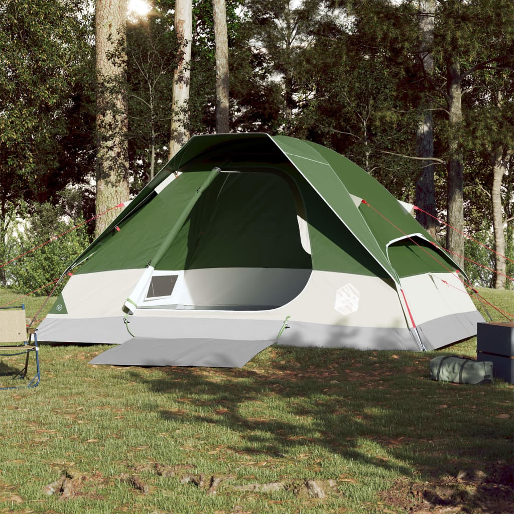 Cort de camping cupolă pentru 4 persoane, verde, impermeabil